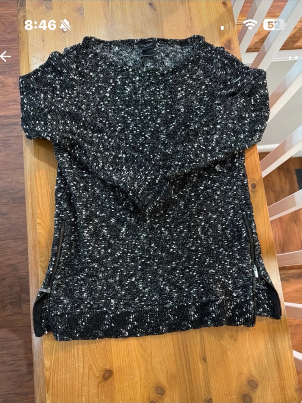 AnnnTaylor Black & White Marled Women’s Sweater with Side Zippers